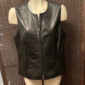 Talbots Sleek Black Leather Vest